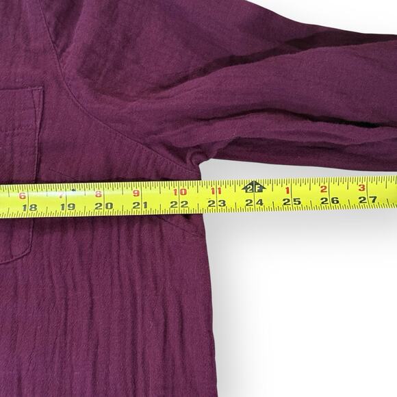 J Jill Pure Jill Color-Block Double-Cloth Dress Size L Burgundy Organic Cotton - Picture 10 of 11